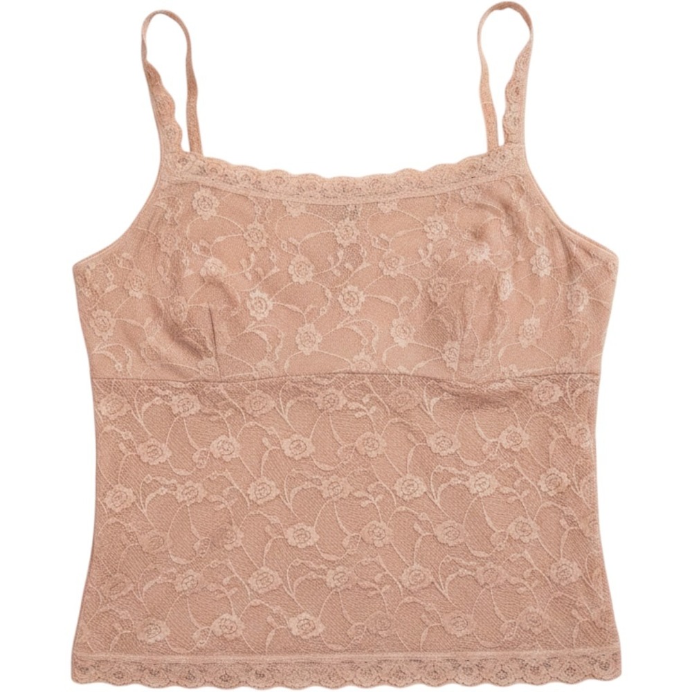 Vassarette‎ Floral Lace Camisole Beige Tan Scallop Trim Tank Top XL 17-053
